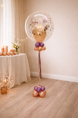 Konfettiballon 60 in Rosegold und Flieder