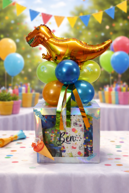 Box mit Dino zum Schulanfang