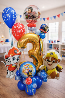 Paw Patrol mit Ballonzahl 3