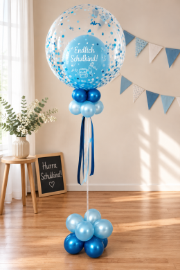 Doppelballon in Blau zur Schuleinführung