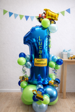 Zahlenballon für kleine Bauarbeiter