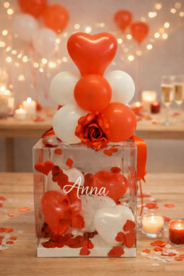 Box mit Rose und Herzchen