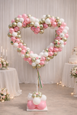 Herz in Weiß, Rosa und Chrom Grün