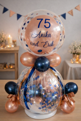 Geschenkballon Rosengold und Blau