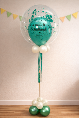 Konfetti Ballon in Türkis zur Schuleinführung