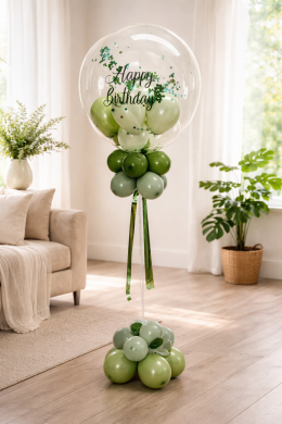 Konfettiballon in Eukalyptus und Grüntönen