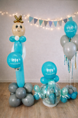 Ballons zur Jugendweihe in Türkis, Weiß und Grau