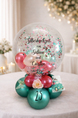 Konfettiballon für den Tisch in Pink und Mint