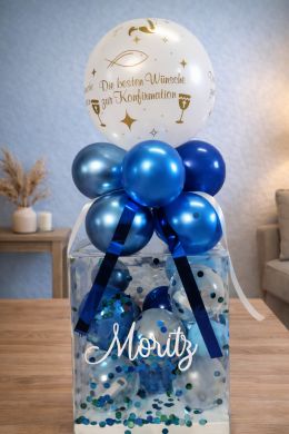 Box zur Konfirmation in Blau