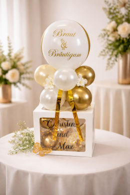 Box in Gold, Weiß und Creme