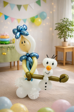 Ballonfigur Olaf mit Elsa
