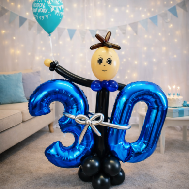 Zahl 30 mit Mann als Figur