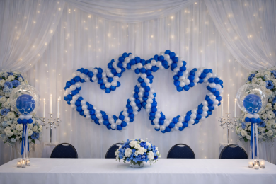 Doppelherz in Blau und Weiß