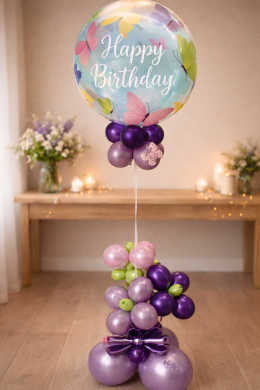 Geburtstagsballon Schmetterling mit Blumenstrauß