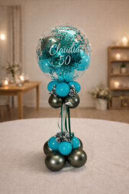 Tischballon in Türkis und Anthrazit