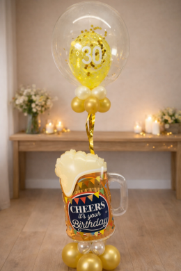 Bier mit Geburtstagsballon