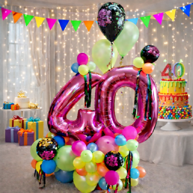 Ballonzahl 40 in Neon