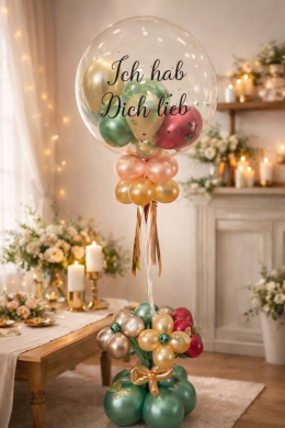 Blumenstrauß mit Konfettiballon mit Aufschrift