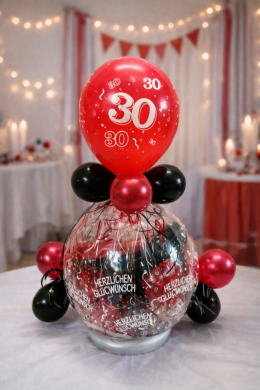 Geschenkballon 30 in Pink und Schwarz