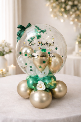 Hochzeitsballon Gold und Dunkelgrün