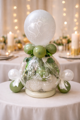 Geschenkballon zur Hochzeit in Eukalyptus und Weiß