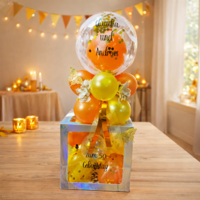 Box in den Farben Orange und Gelb