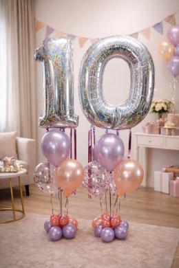 Zahl 10 in den Farben Flieder und Rosengold