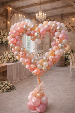 Herz in Rosegold, Creme und Rosa